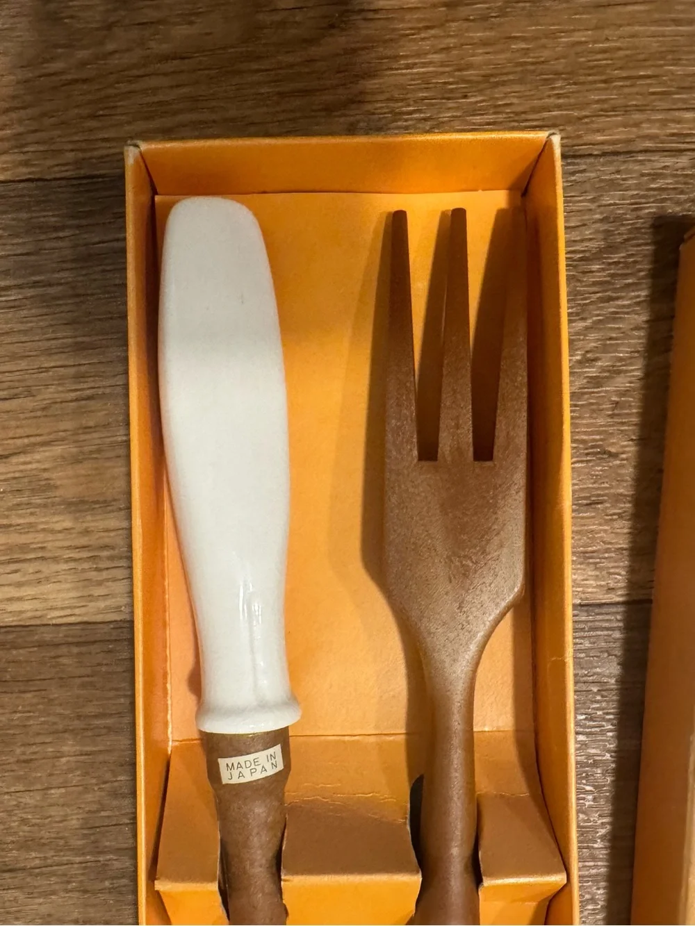 Mickey Mouse Orange Salad Fork & Spoon Set - White Handles Walt Disney